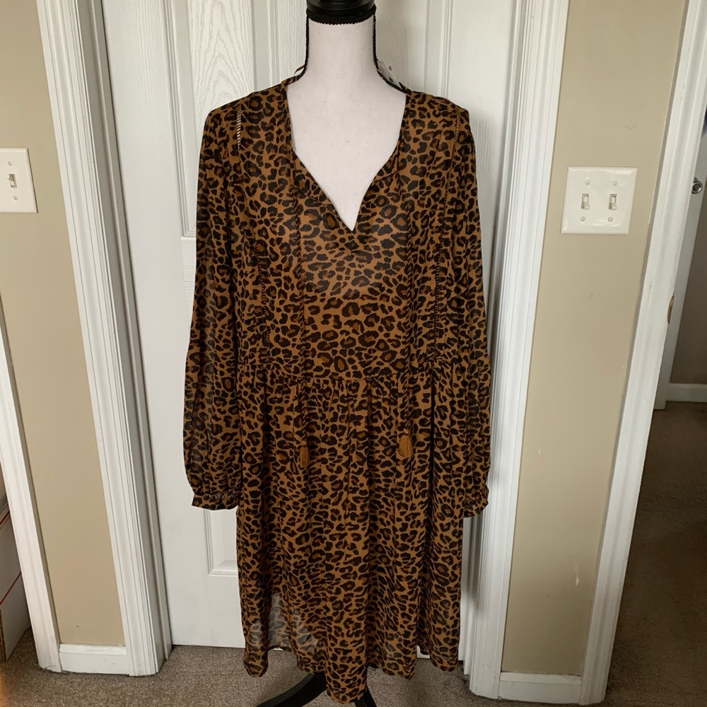 Leopard peasant dress